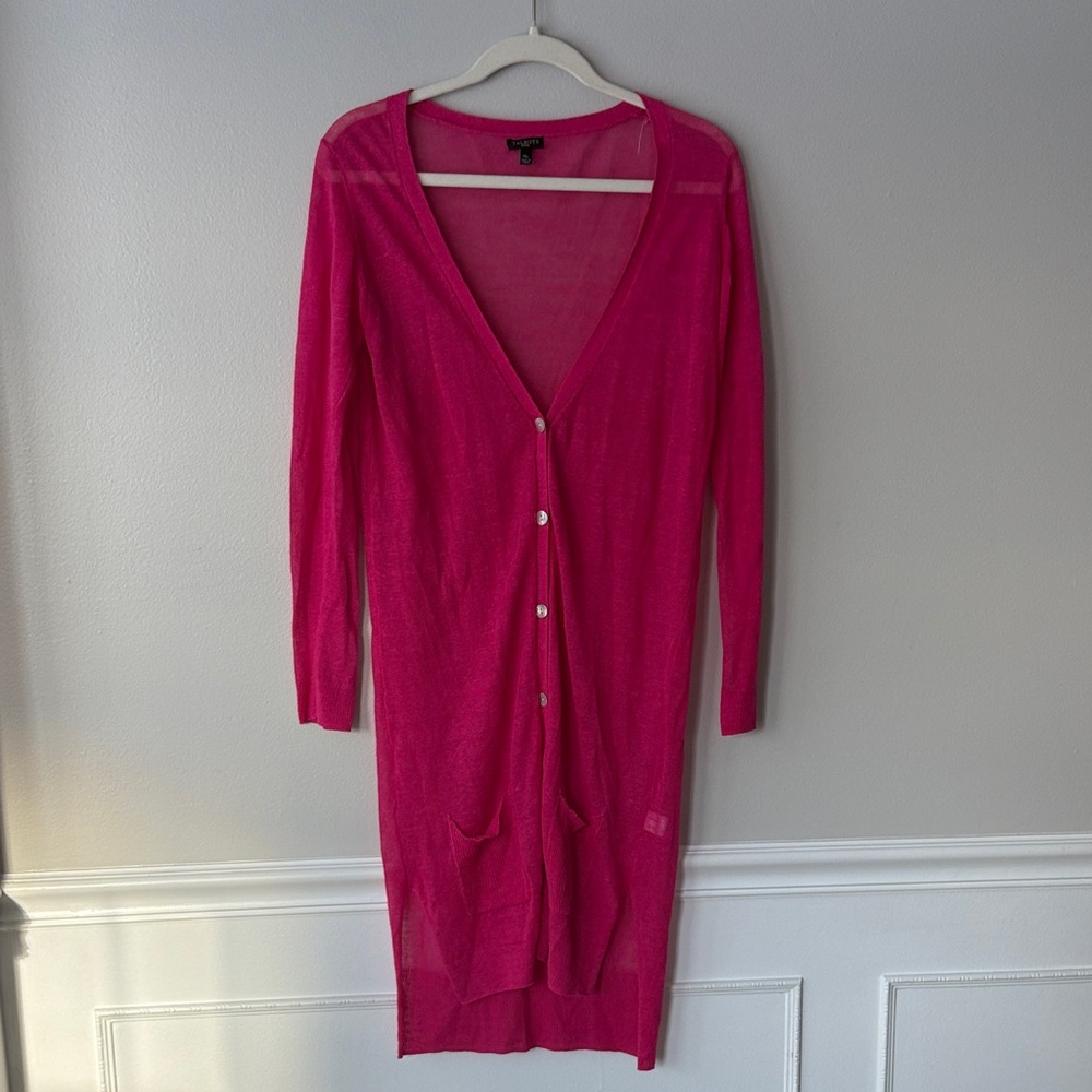Talbots Petite Pink Long Lightweight Long Cardigan